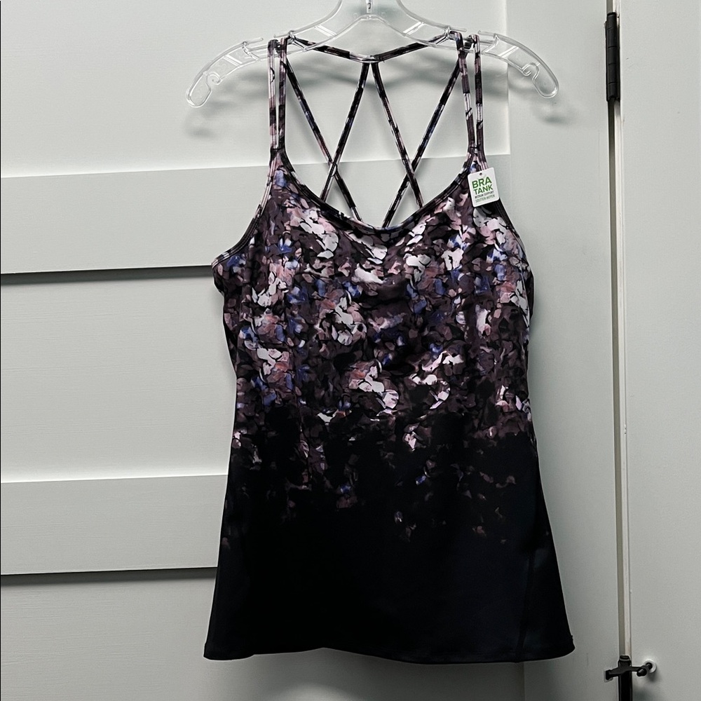 GAIAM Floral Tank Top in Purple and Black